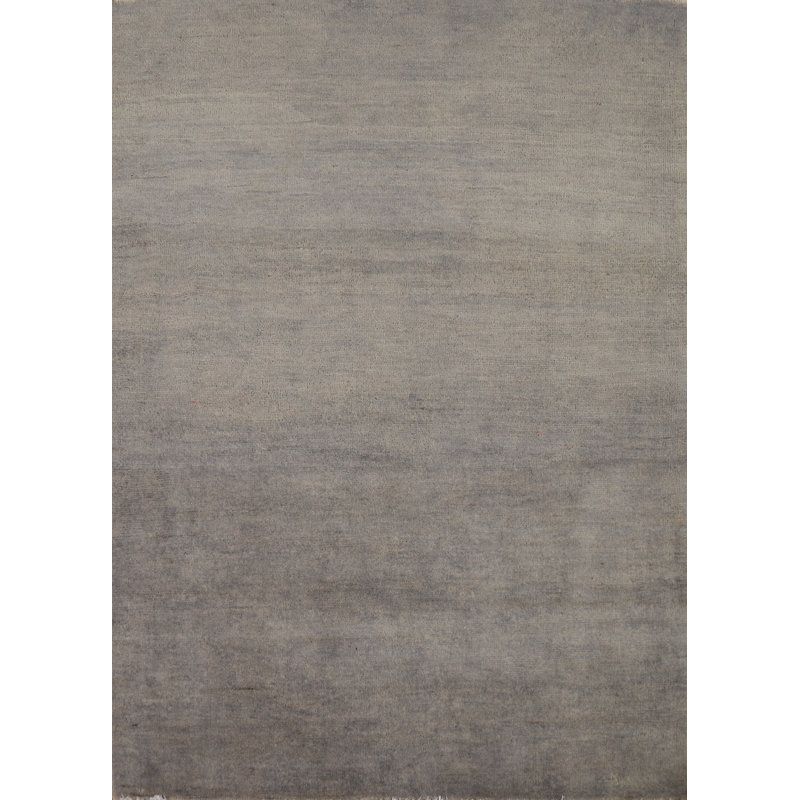 Tapis décoratif gris en laine de style Gabbeh 3 x 4