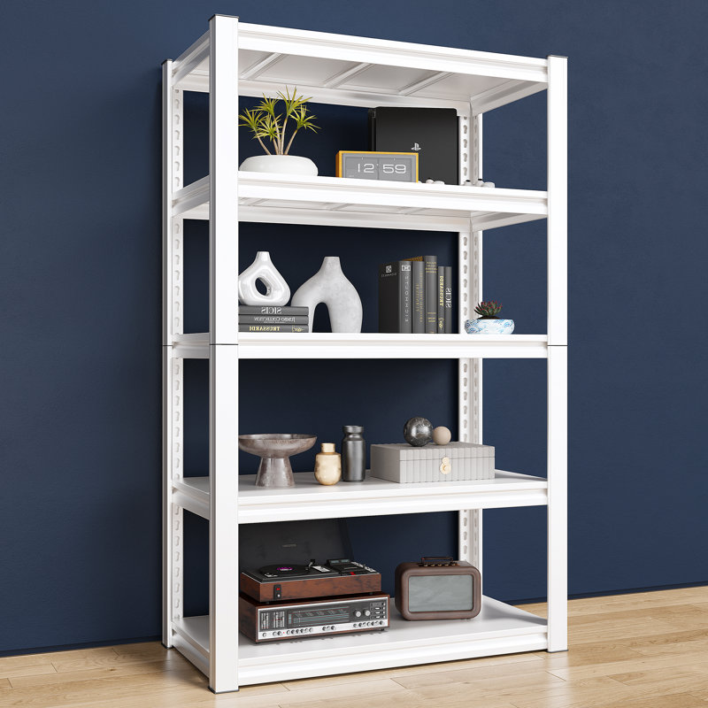 Mabiya Steel Height -Adjustable Shelving Unit Storage Shelves for Garage Kitchen Pantry, 63"H x 32"W x 16.5"D, White