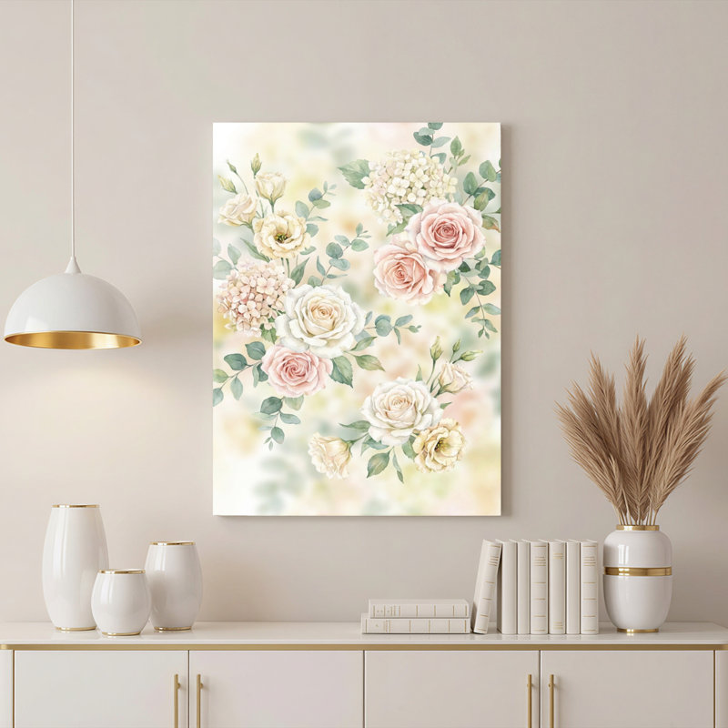 «Gallery Wrap», art mural sur toile pour le salon, la chambre à coucher, le bureau ou le vestibule - décoration murale décorative avec motif floral