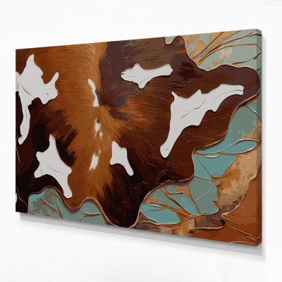 «Southwestern Patterns» en cuir de vache, art mural brun sur toile