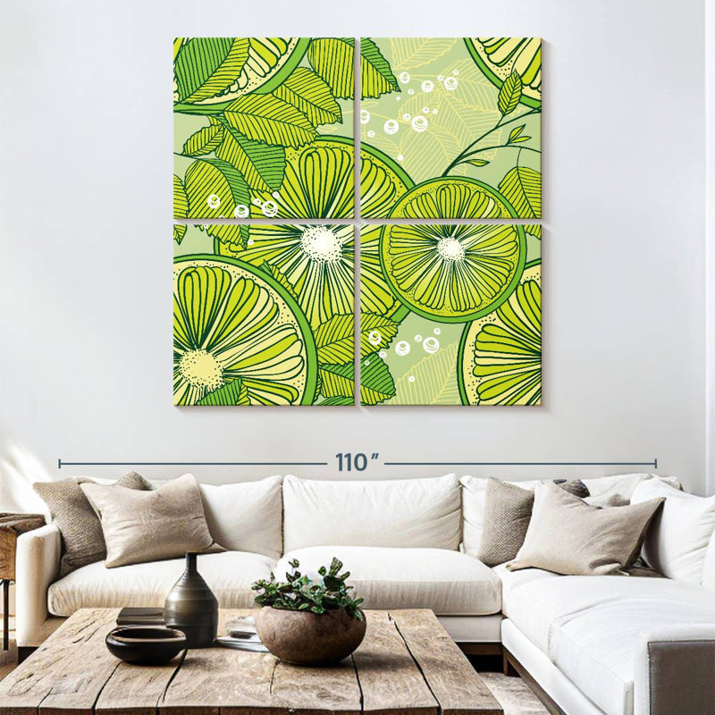Yarlin Lime And Mint Pattern, 74" H x 74" W