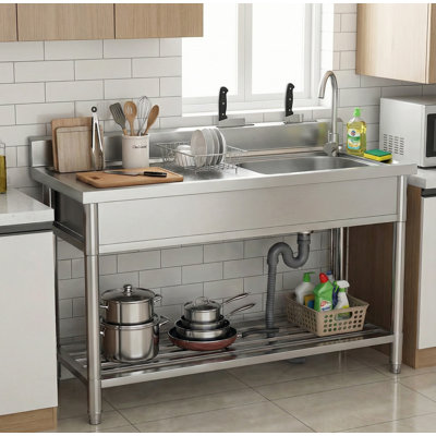  Évier utilitaire 39 po en acier inoxydable 304 SUS 39 po, Lavabos simples autoportants pour salle de lavage, atelier, garage, cour, cuisine