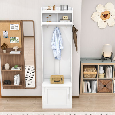 Modern Mud Room Organizer – Compact Hall Tree with Cabinet and Hooks by Red Barrel Studio