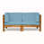 Coussin bleu / cadre brun est en rupture de stock