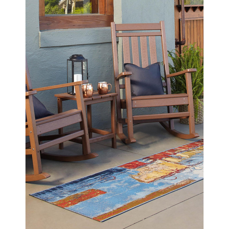 Alice Washable Abstract Indoor / Outdoor Rug, Runner 2'7" x 11'