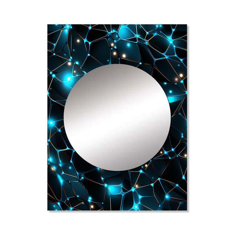 Milliani Blue Quantum Matrix Vision Geometric - miroir mural décoratif géométrique, grand miroir moderne, impression sur métal