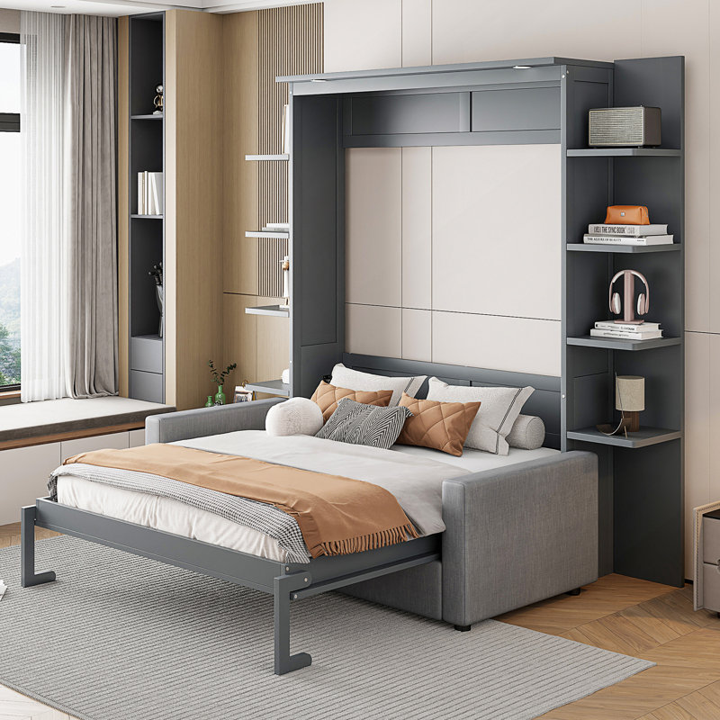 Murphy Bed Wall Bed With Sofa, Gray