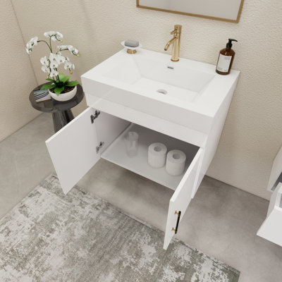 23.6" Wall-Mounted Single Bathroom Vanity Set