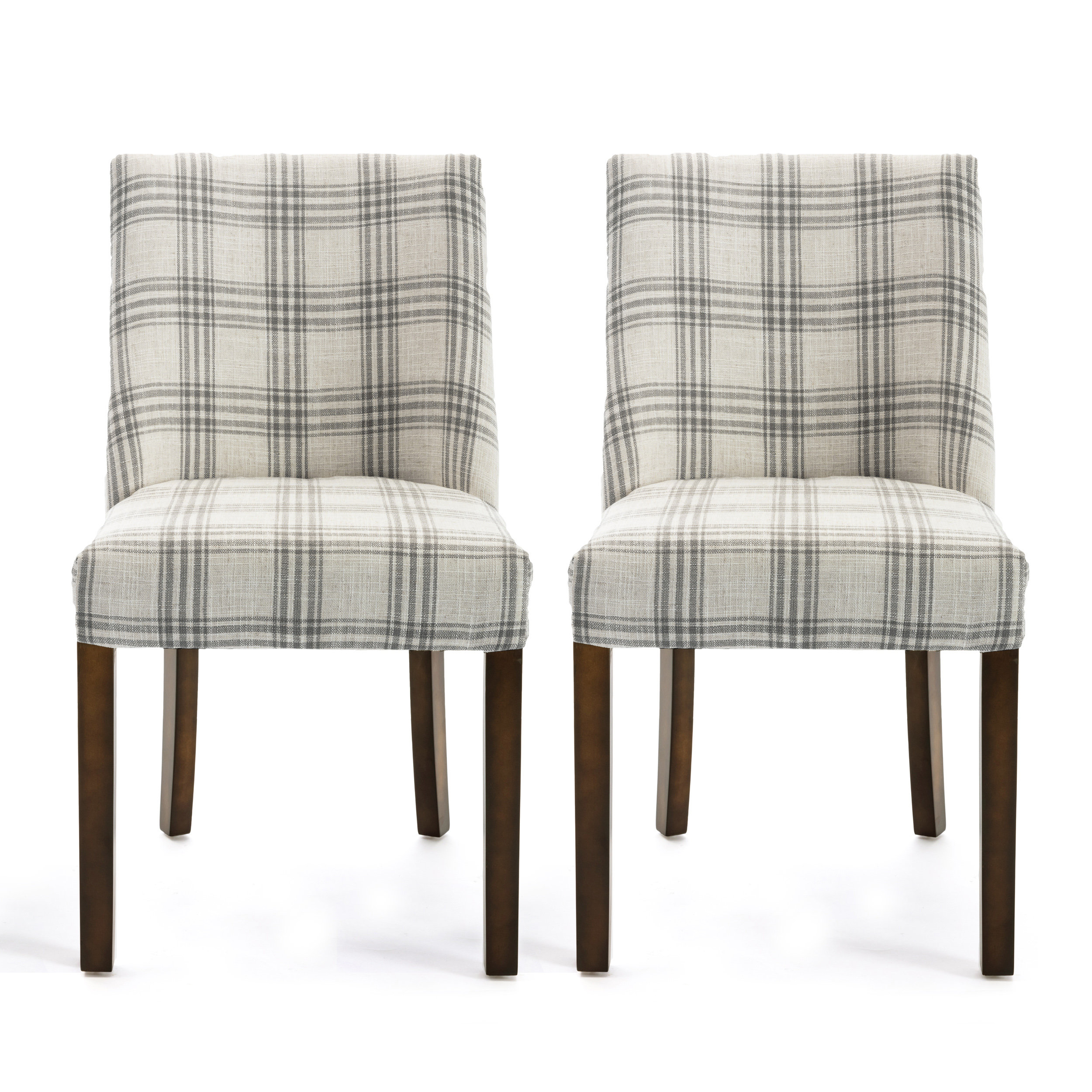 One Allium Way® Upholstered Plaid Dining Chairs, Set of 2, Armless Side ...