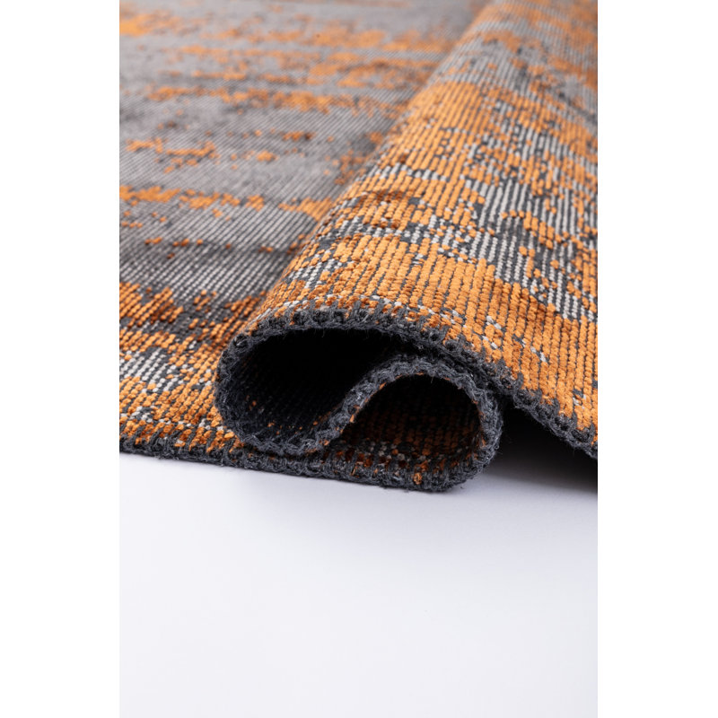Rapture Orange/Gray Abstract Luxury Area Rug, Rectangle 7'10" x 11'2"