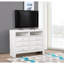 Commode blanche moderne avec rangement en panneau de particules pour espaces de vie polyvalents