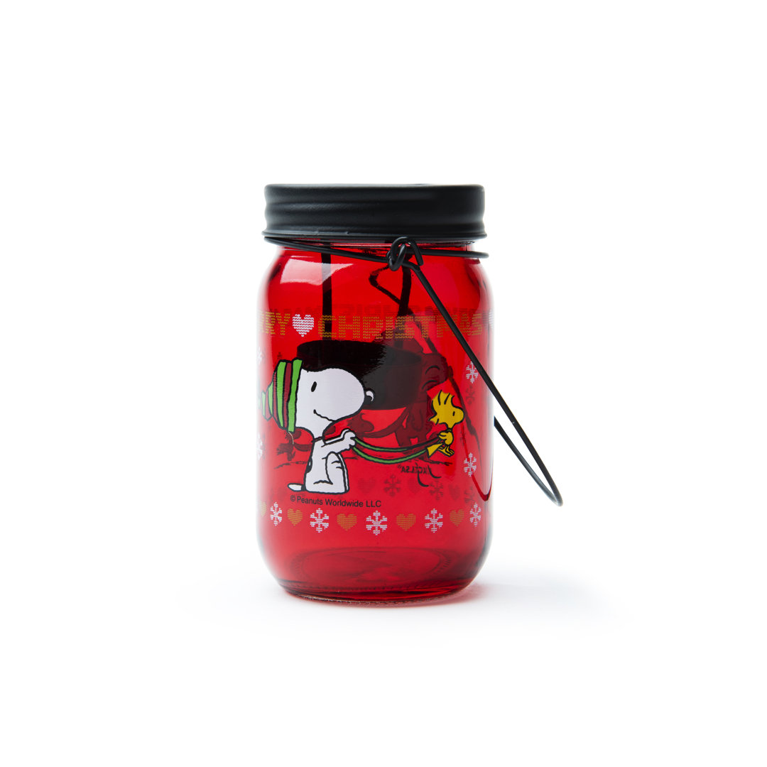 Laterne Peanuts Xmas aus Glas