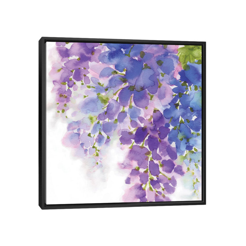 «Wisteria I», reproduction sur toile, H 37 po x l 37 po x P 1,5 po, Toile avec cadre noir, Pas de tapis