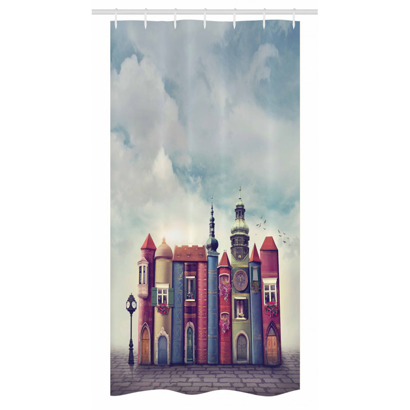 Fantasy Cityscape Fabric Shower Curtain with Hooks, 36" W x 72" L
