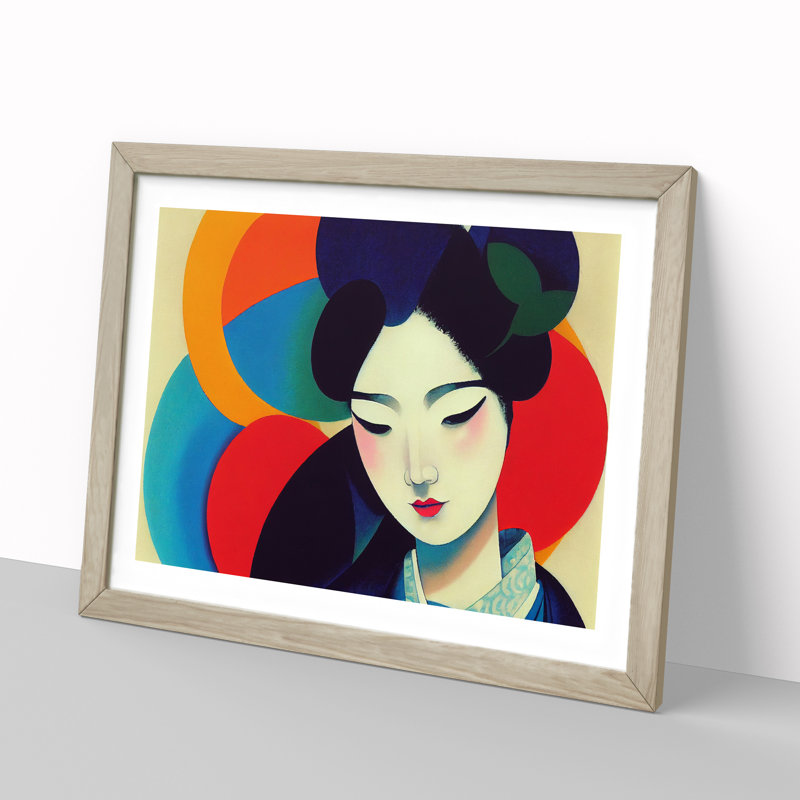 Geisha Painted Abstract - Picture Frame Print, Oak Framed, 25cm H x 34cm W x 2cm D