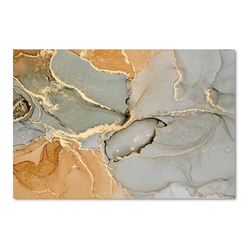«Brown Luxury Abstract Fluid Art VI», peinture sur toile, Toile tendue, H 40 po x l 60 po x P 1,5 po