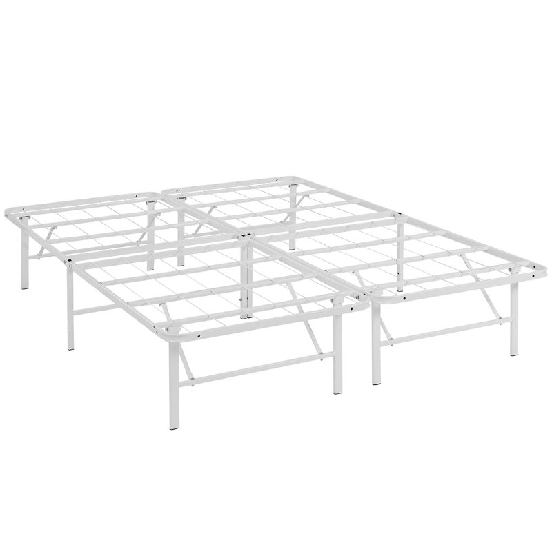 Modway Horizon Stainless Steel Bed Frame, White, Queen