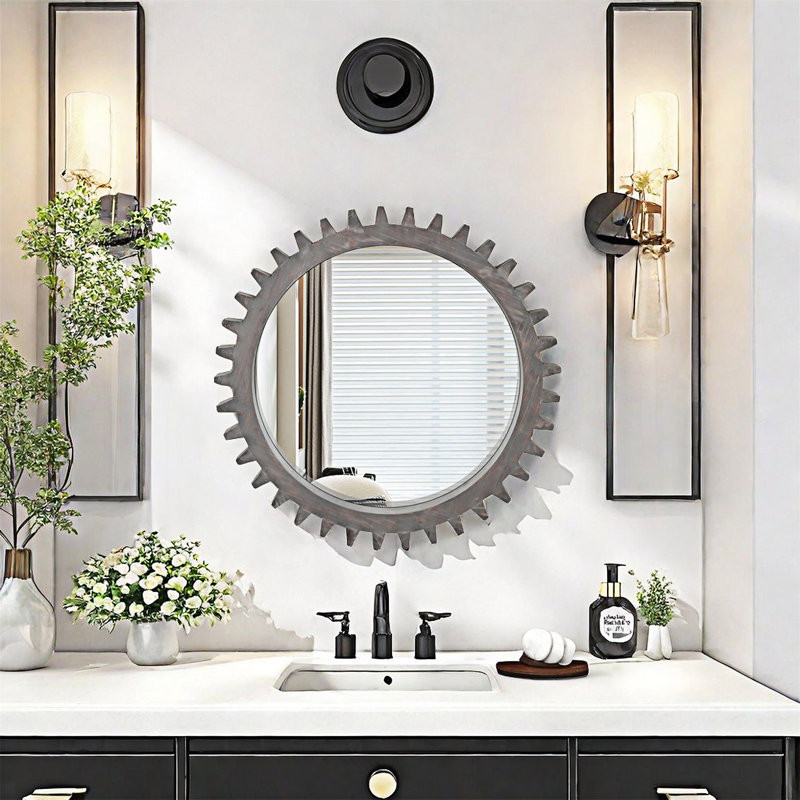 Miroir décoratif lourd en bois, 33,87 po x 33,87 po