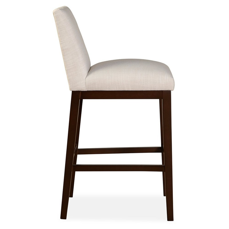 Upholstered Bar Stool with Solid Wood Frame, Smokey