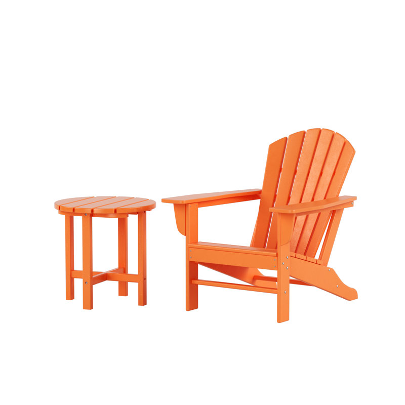 Chaise Adirondack en plastique / résine Altura avec table, Orange