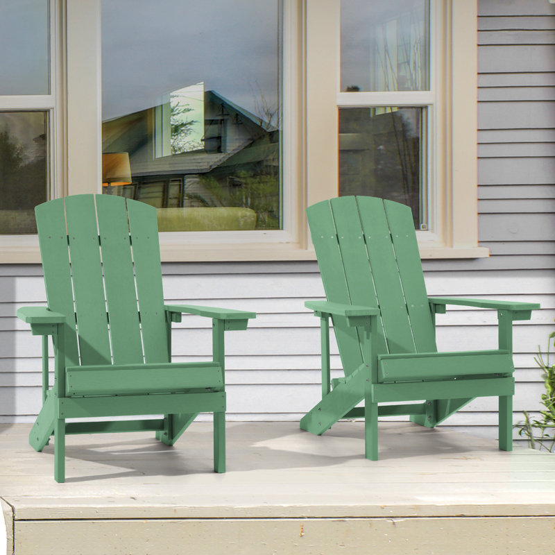 Ensemble de chaises Adirondack en plastique Hachirou pour l'extérieur, Vert foncé