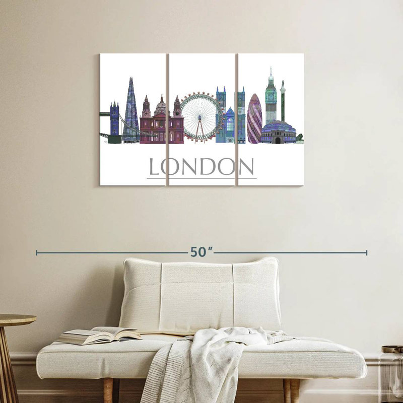 Rorry London Skyline Coloured Buildings, 24" H x 38" W