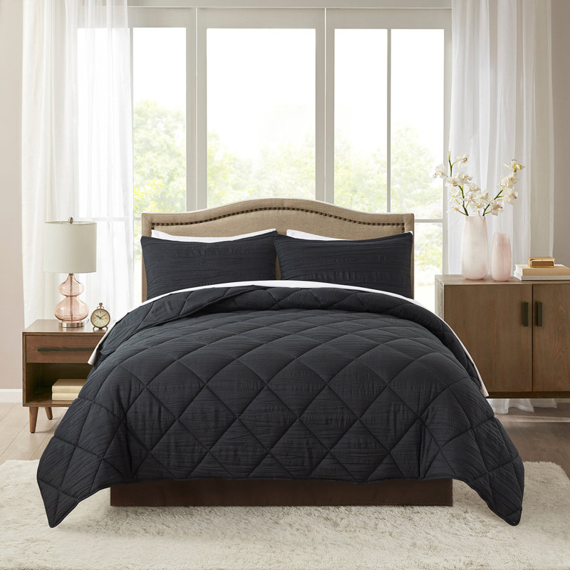 Ensemble d'édredon en microfibre WC01-20211110, Grand édredon, Noir