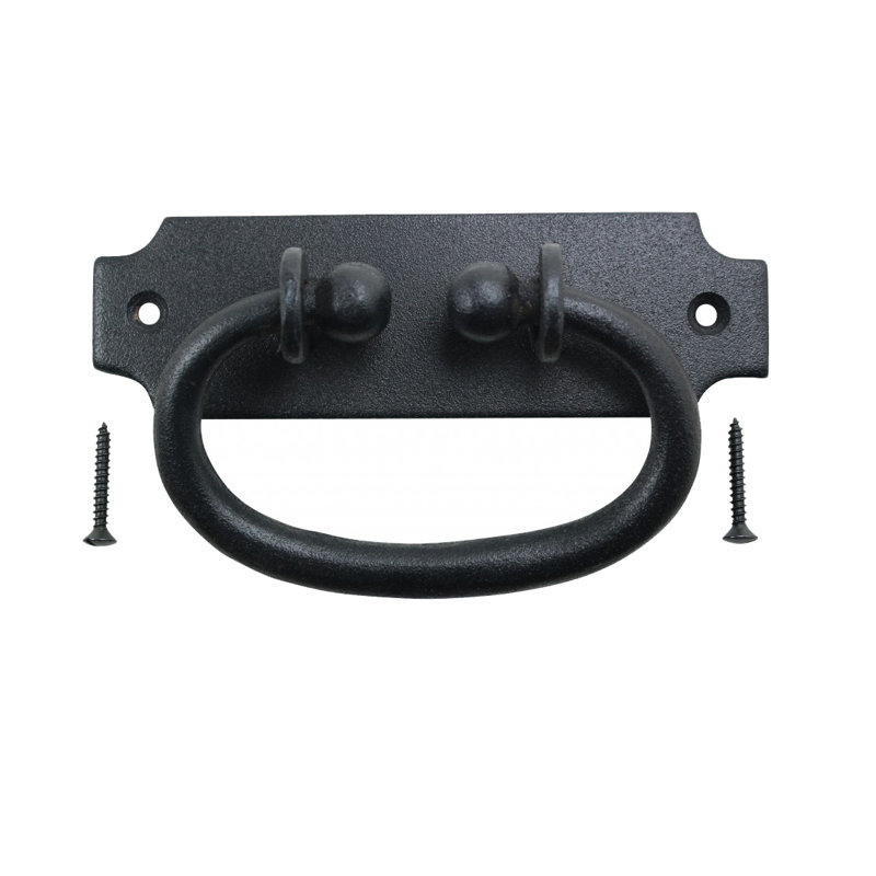Black Wrought Iron Drop Bail Cabinet Pulls with Mounting Hardware