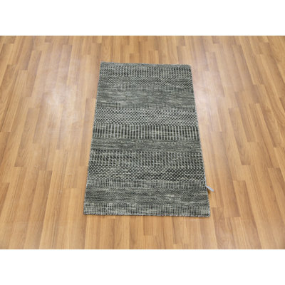 2'1"x3'1" Echo Gray Hand Knotted Dyed Wool Grass Design Mat Rug 5A61D786DB2147AB9DA2CF44C5462930