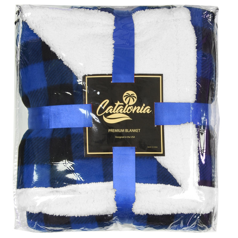 Red and White Reversible Sherpa Fleece Patriotic Blanket