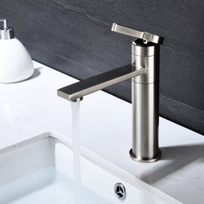 Bathroom Sink Faucet In Brushed Nickel - Single Handle, Stainless Steel, Effortless Water Control, Chic Design Steel Tap Nickel, Cleaning, Modern Aspect