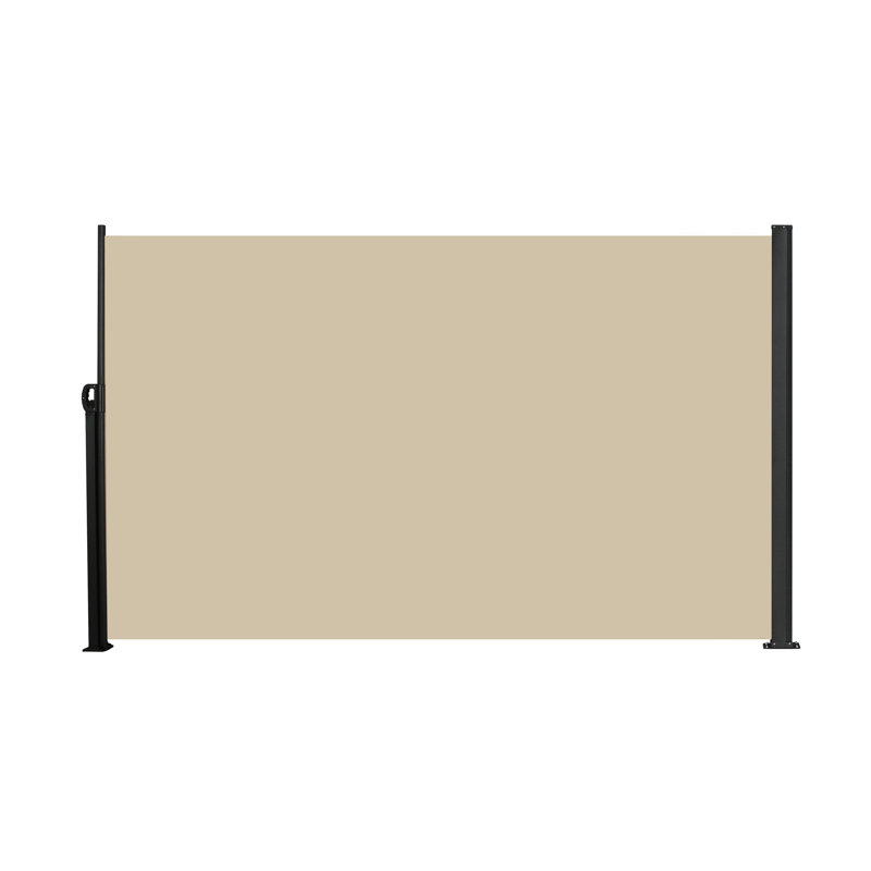 Auvent latéral 138 po x 71 po, beige, rétractable manuellement, imperméable, idéal pour le porche - matériau, métal rétractable gris rouille, protection, écran d'intimité intérieur et extérieur, structure rouille