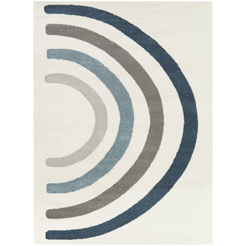 Tapis en polypropylène Kallee, Bleu, Rectangle 4 pi 4 po x 6 pi