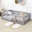 Lit plateforme en bois Hajer avec clôture et porte-657190987-657190990