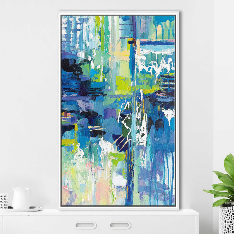 Sequence par Jeanette Vertentes - Peinture, Cadre flottant blanc, H 33,5 po x l 21,5 po x P 2 po