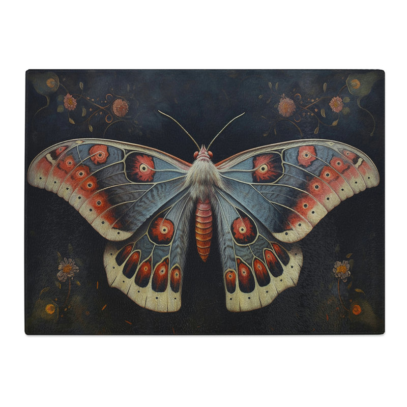 Moth Hard Edge  Glass Chopping Board