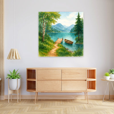 Bateau sur le lac scandinave, art mural contemporain