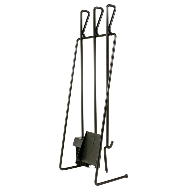 Alcia Iron Fireplace Tool Set, Black