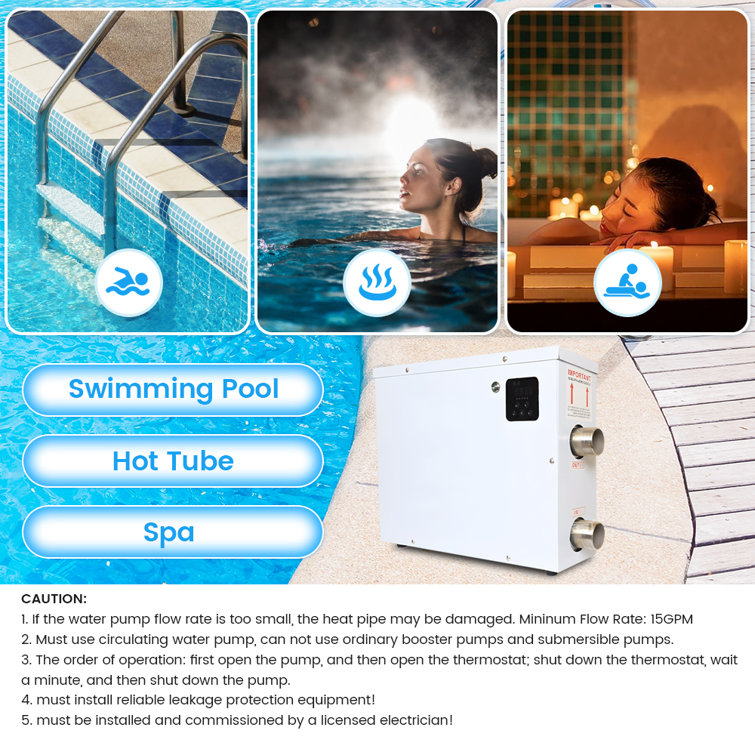 Electric Pool Heater 11KW 220V, Swimming Pool Heaters for Inground & Above Ground Pools with Digital Touch Screen, Water Thermostat Hot Tub Pool Warmer