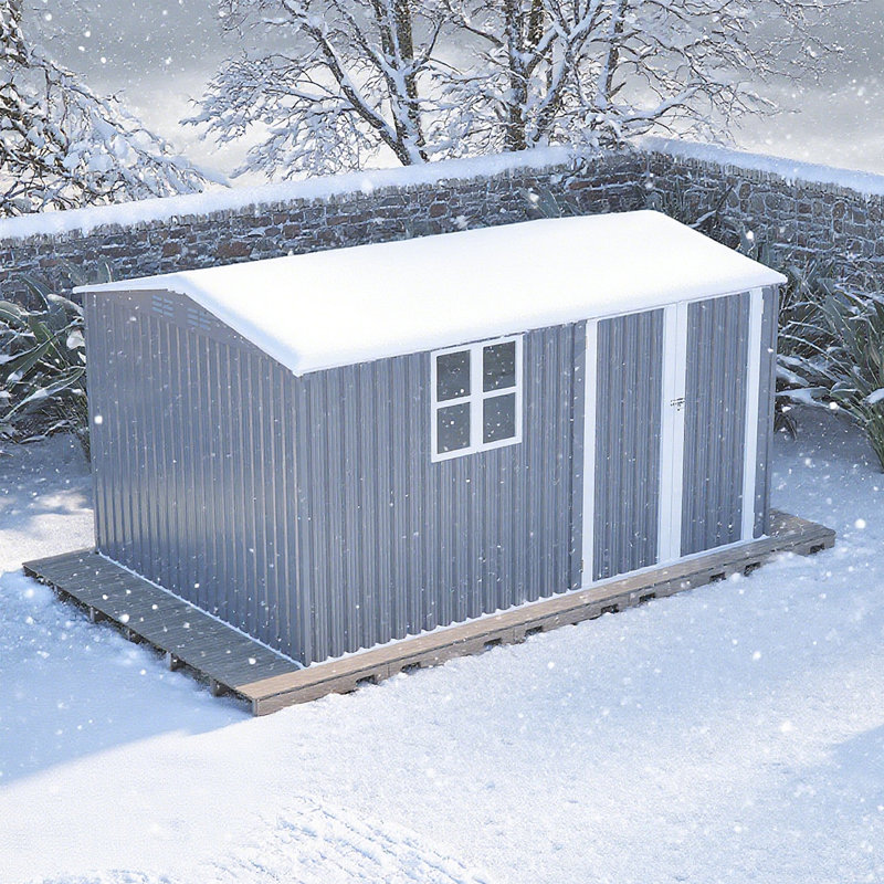 8X12 Ft Patio Shed With Metal Foundation, 76.5" H x 145.93" W x 94" D