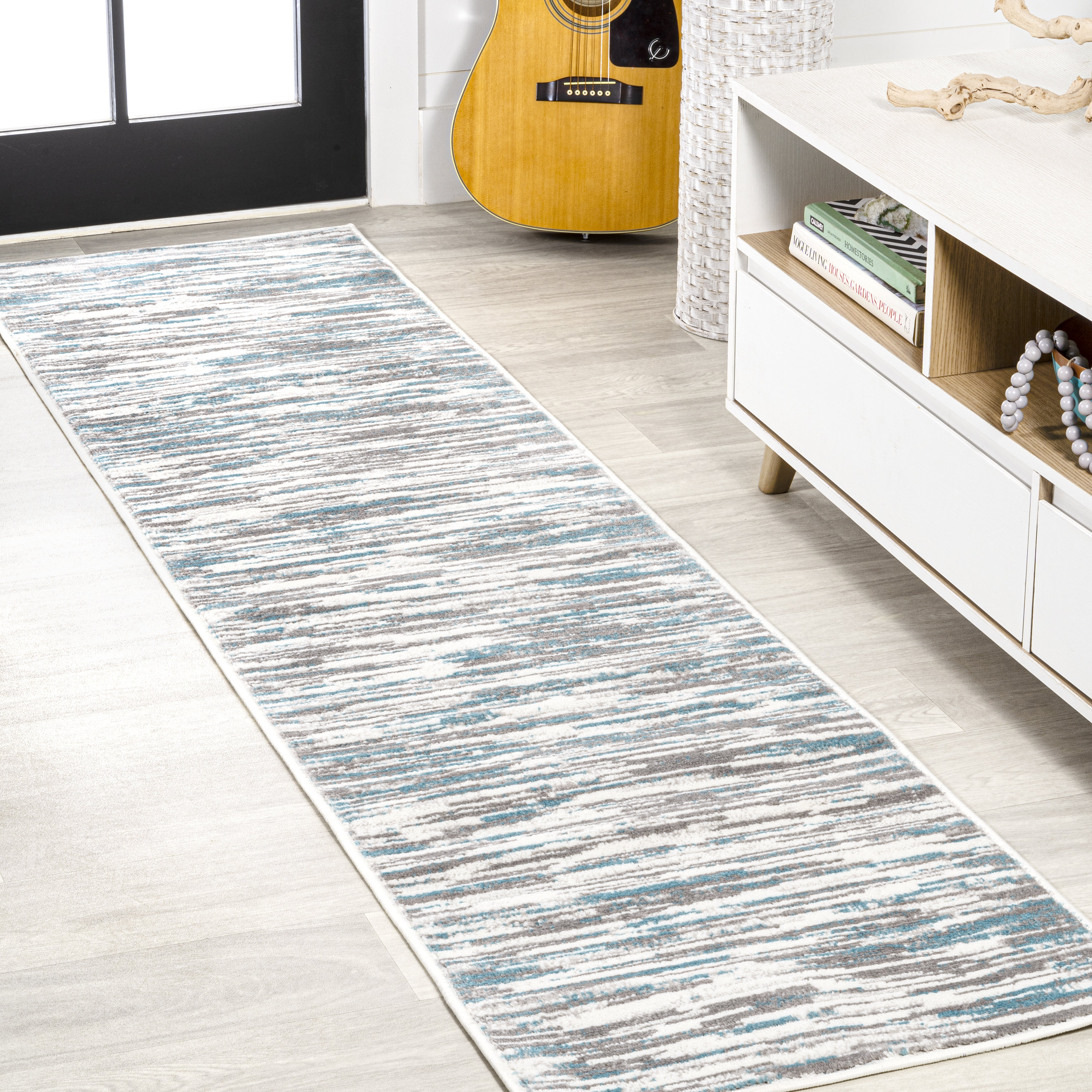 Trent Austin Design® Oritz Abstract Linear Stripe Gray/Blue Rug ...