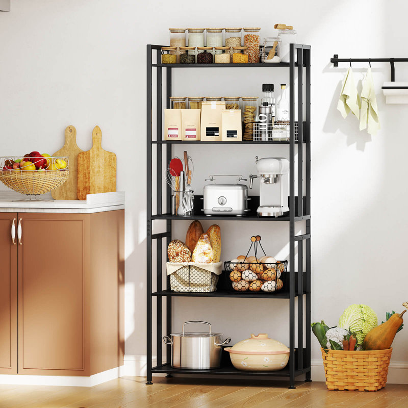 1 Pcs 5 Tier Bookshel 62" Tall Bookcase With Tiltable Shelves Display Storage Rack, Black
