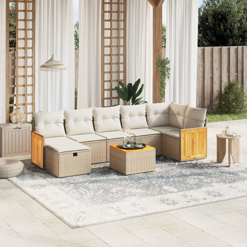 Ensemble de canapé de jardin Vidaxl beige et blanc crème