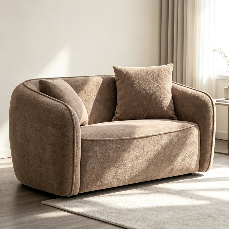 Brown Chenille Loveseat Sofa