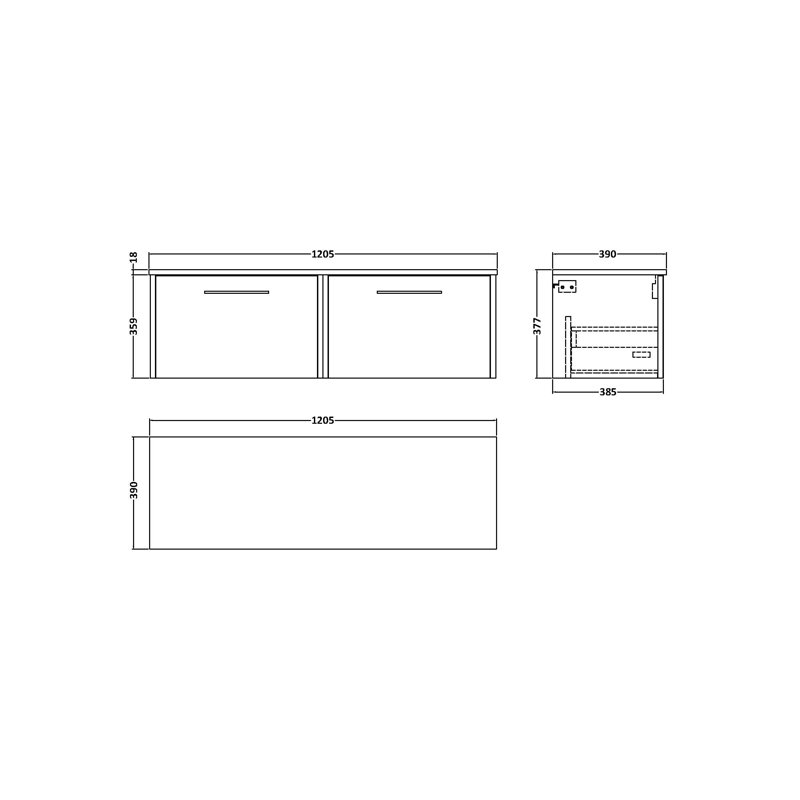 Juno 120.5 mm Double Bathroom Vanity Base