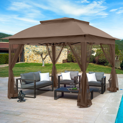 11 Ft. W x 11 Ft. D Pop Up Canopy Patio Gazebo with Mesh Wall