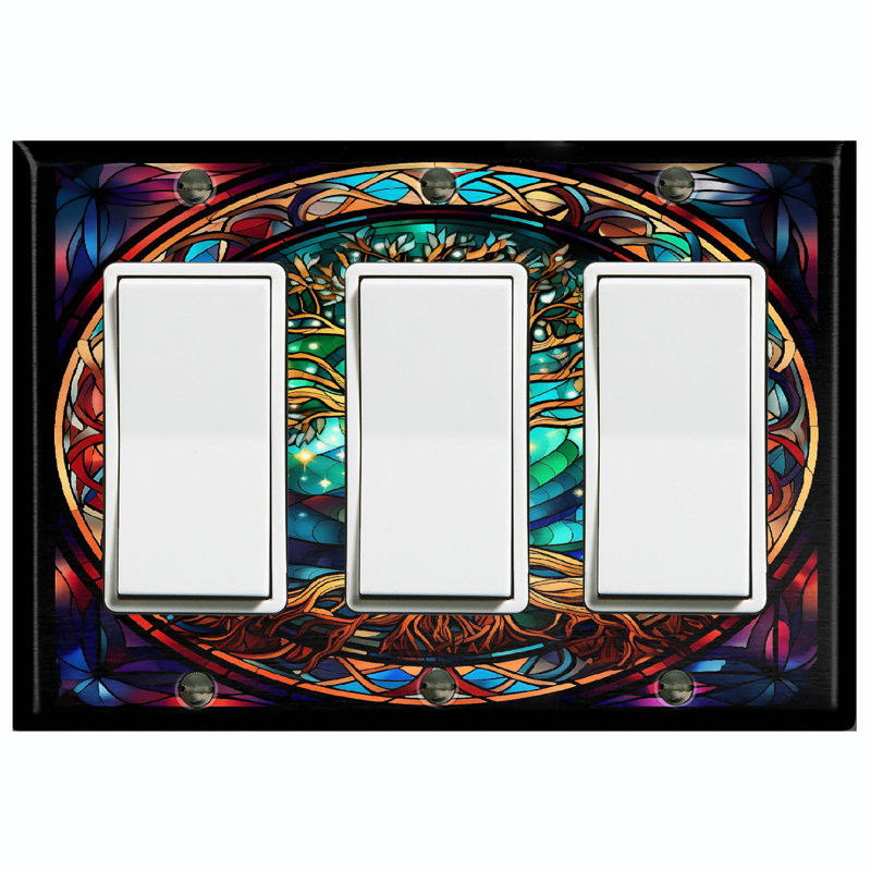 Christmas Festive Tree Lights 3 - Gang Toggle Light Switch Standard Wall Plate