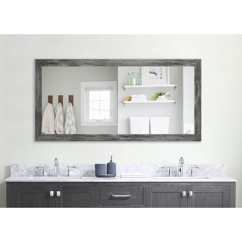 Deweyville Engineered Wood Rectangle Wall Mirror, 53.5" x 32", Gray