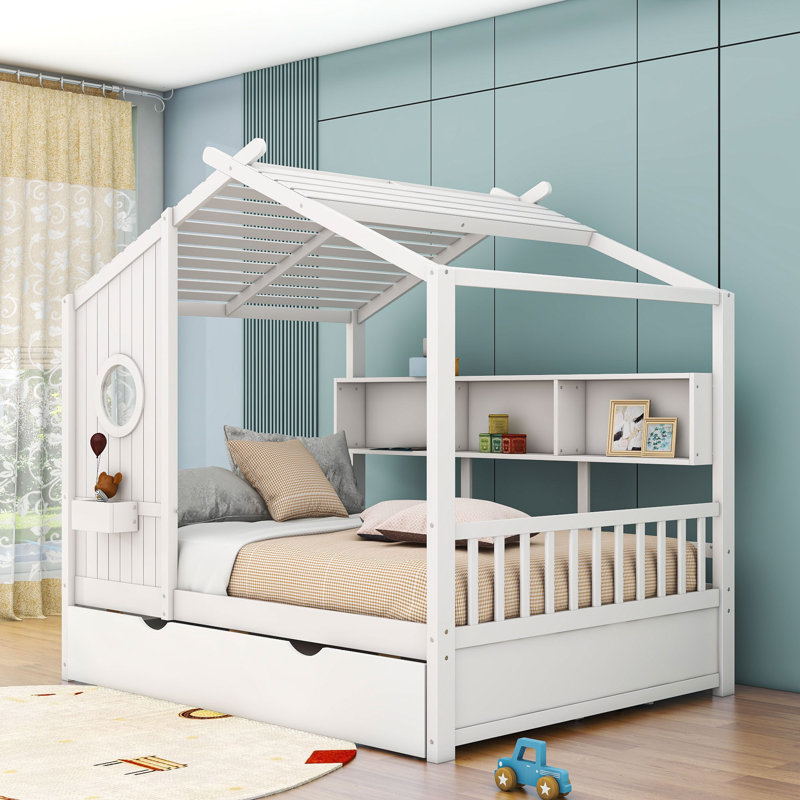 Lit de jour avec couchette simple Aaldrik, Double, Blanc