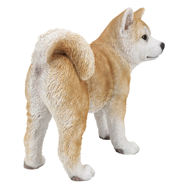 Realistic Polyresin Akita Dog Standing Garden Statue